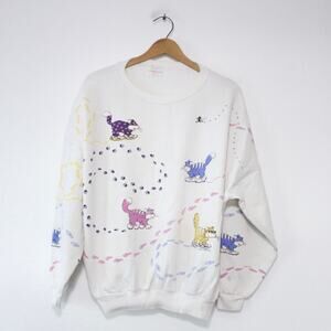 Vintage Cool Kitty Cat Sweatshirt Large